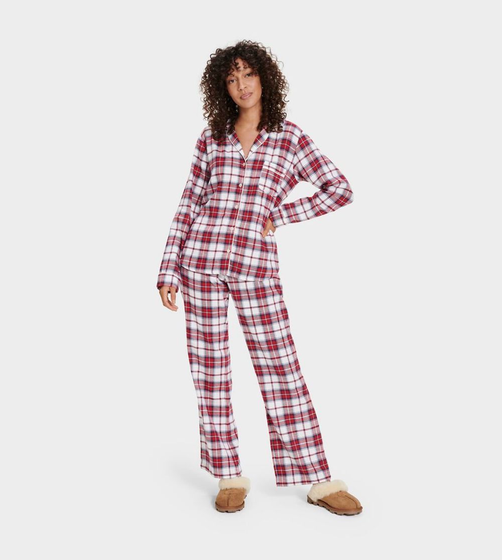 Ugg Sleepwear Canada - Ugg Women's Raven Set Flannel White / Red